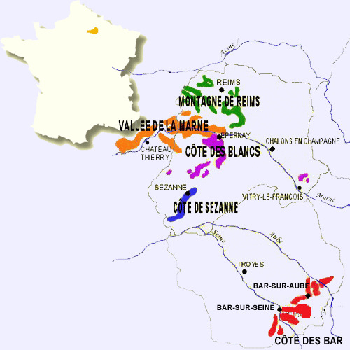 Champagnestreek Frankrijk kaart